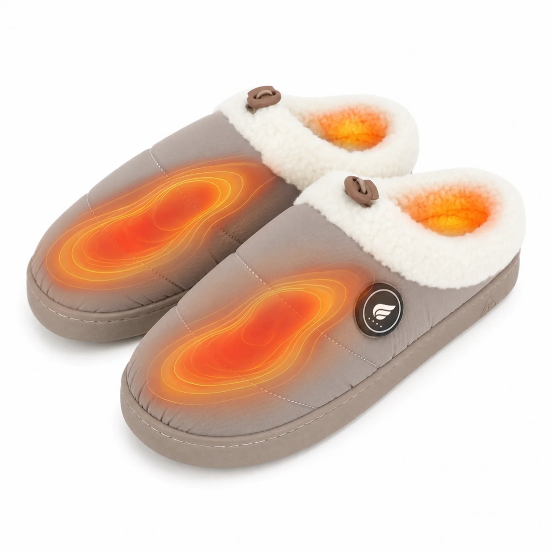 Verwarmde pantoffels taupe 2