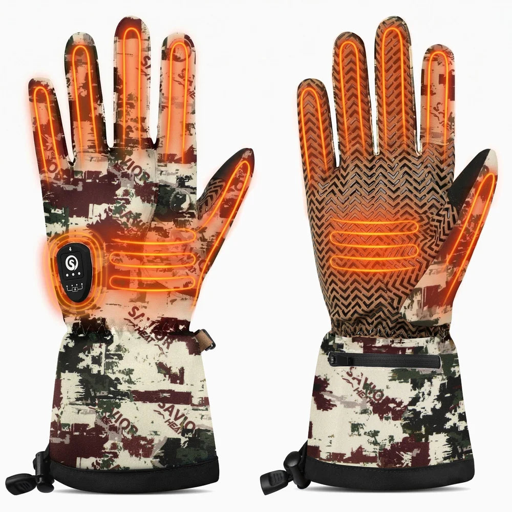 Verwarmingszones op rug van de hand en vingers, camouflage groen