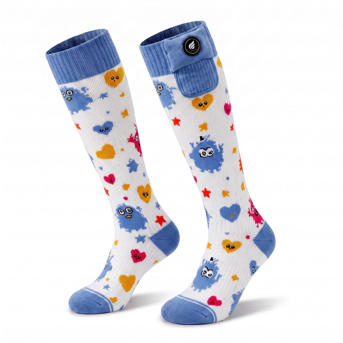 Verwarmde kinderskisokken wit met monsterprint