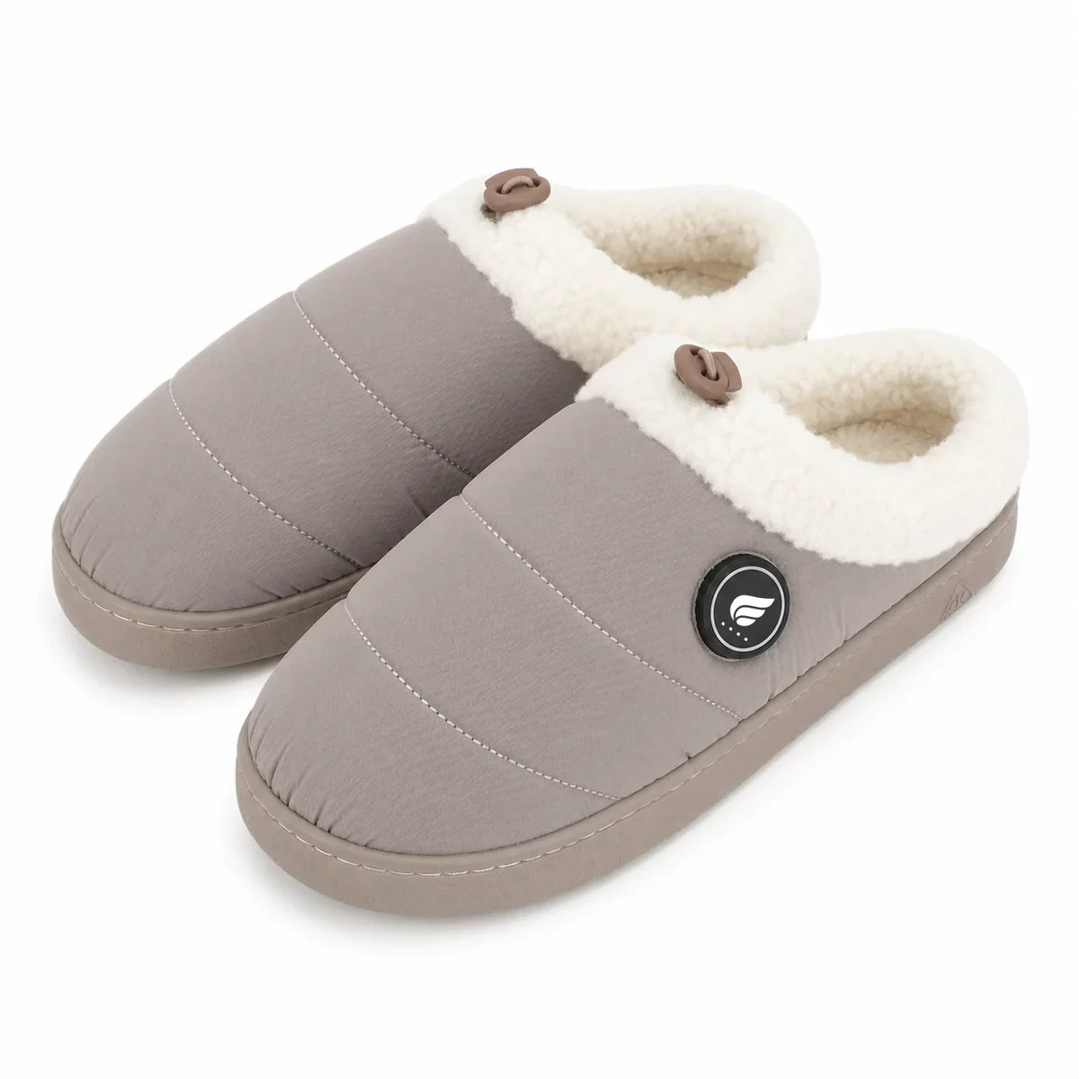Verwarmde pantoffels taupe 1