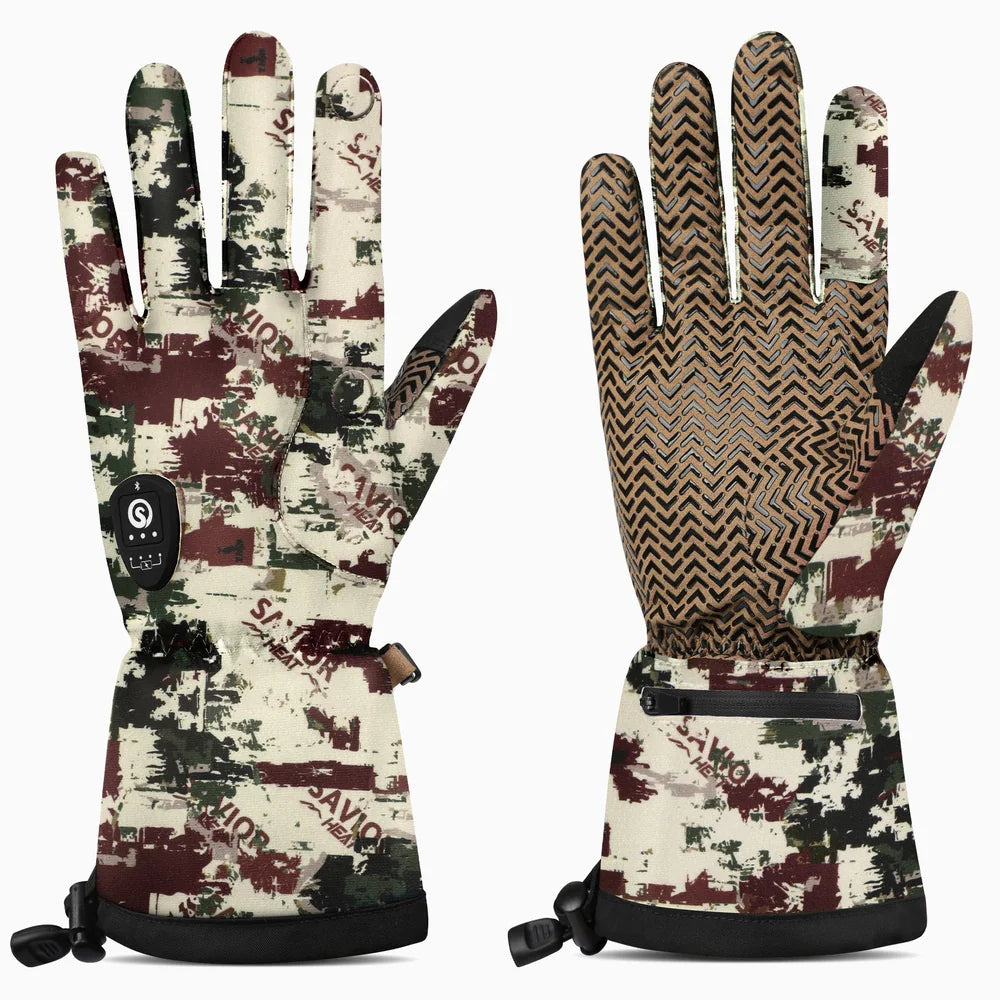 Verwarmde jachthandschoenen camouflage groen tijdens de jacht