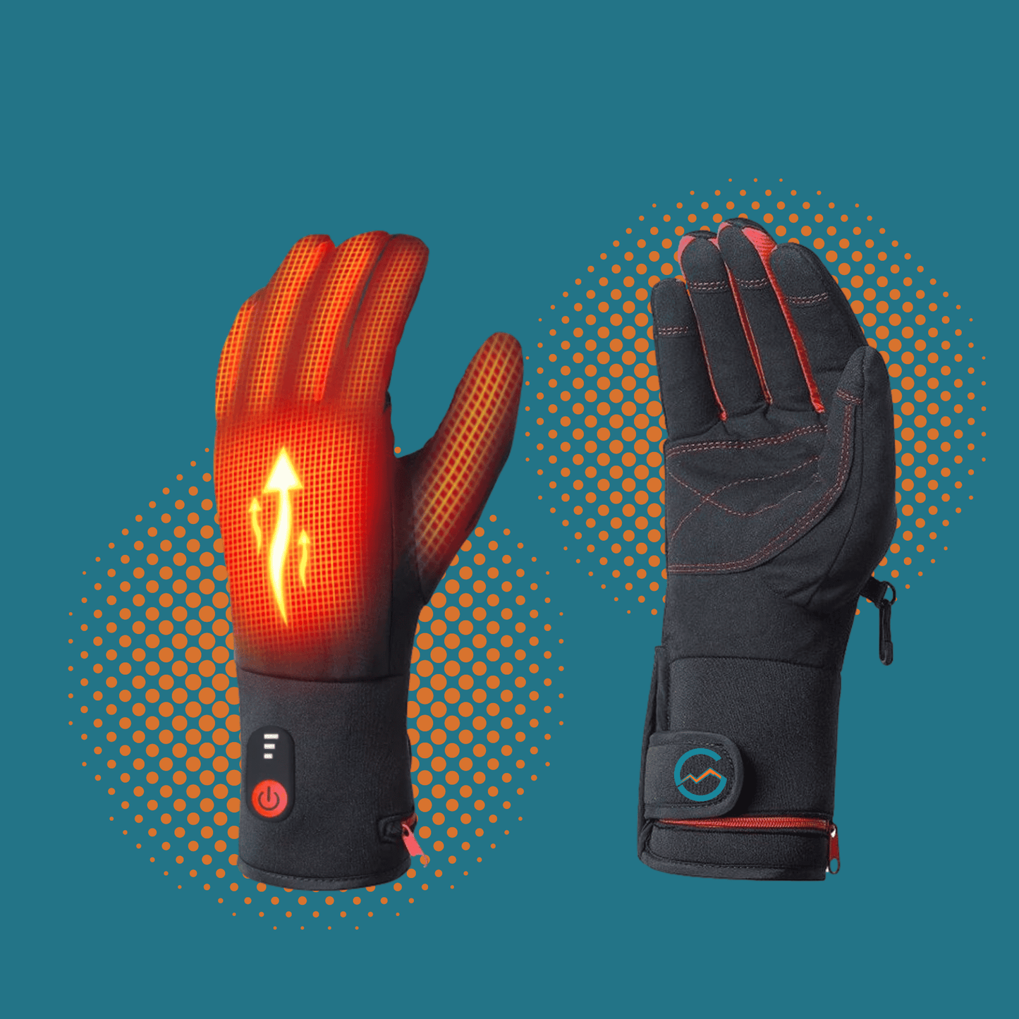 Glode electrically heated gloves red/black
